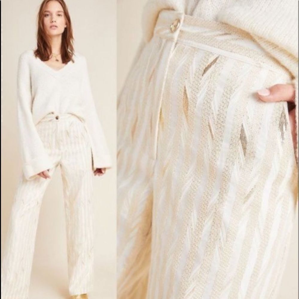 Porridge Kelyn Striped Metallic Wide Leg Trousers